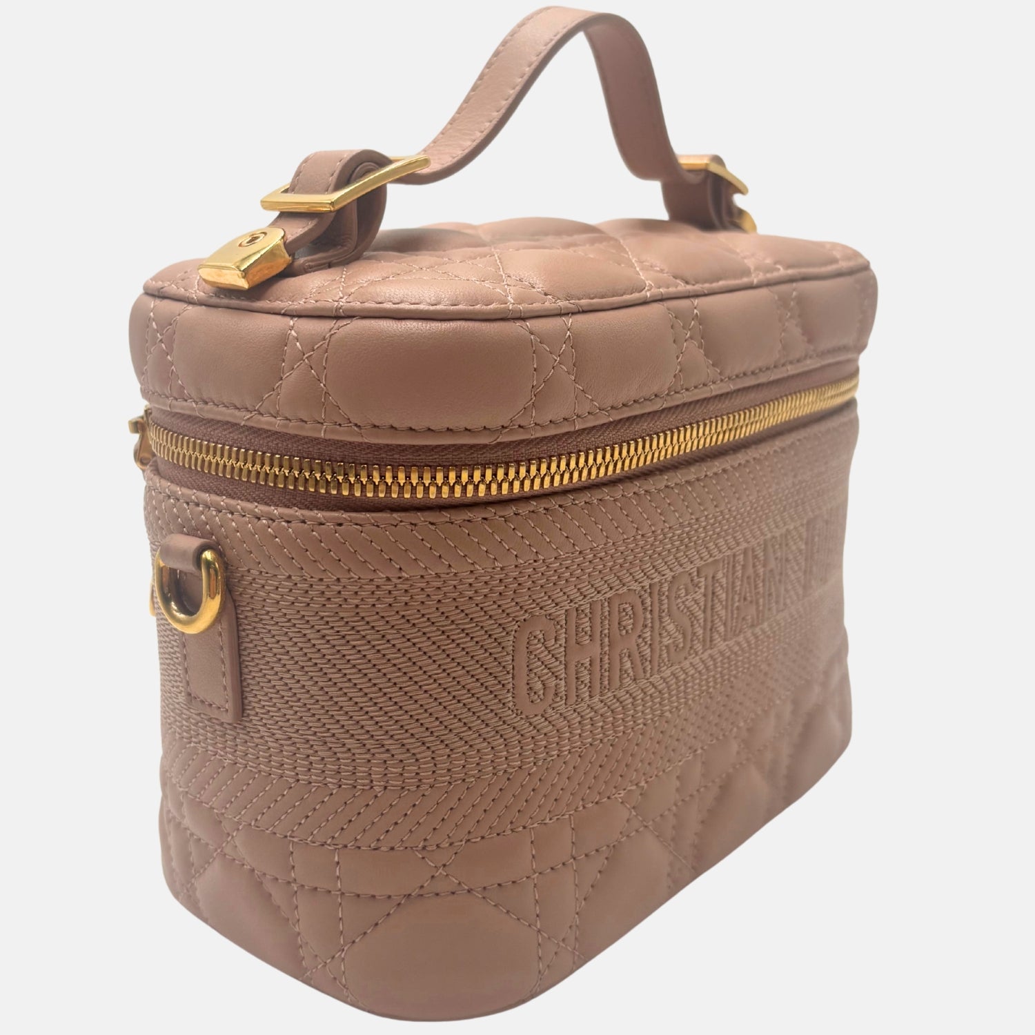 Vanity Case Dusty Pink Cannage Leather