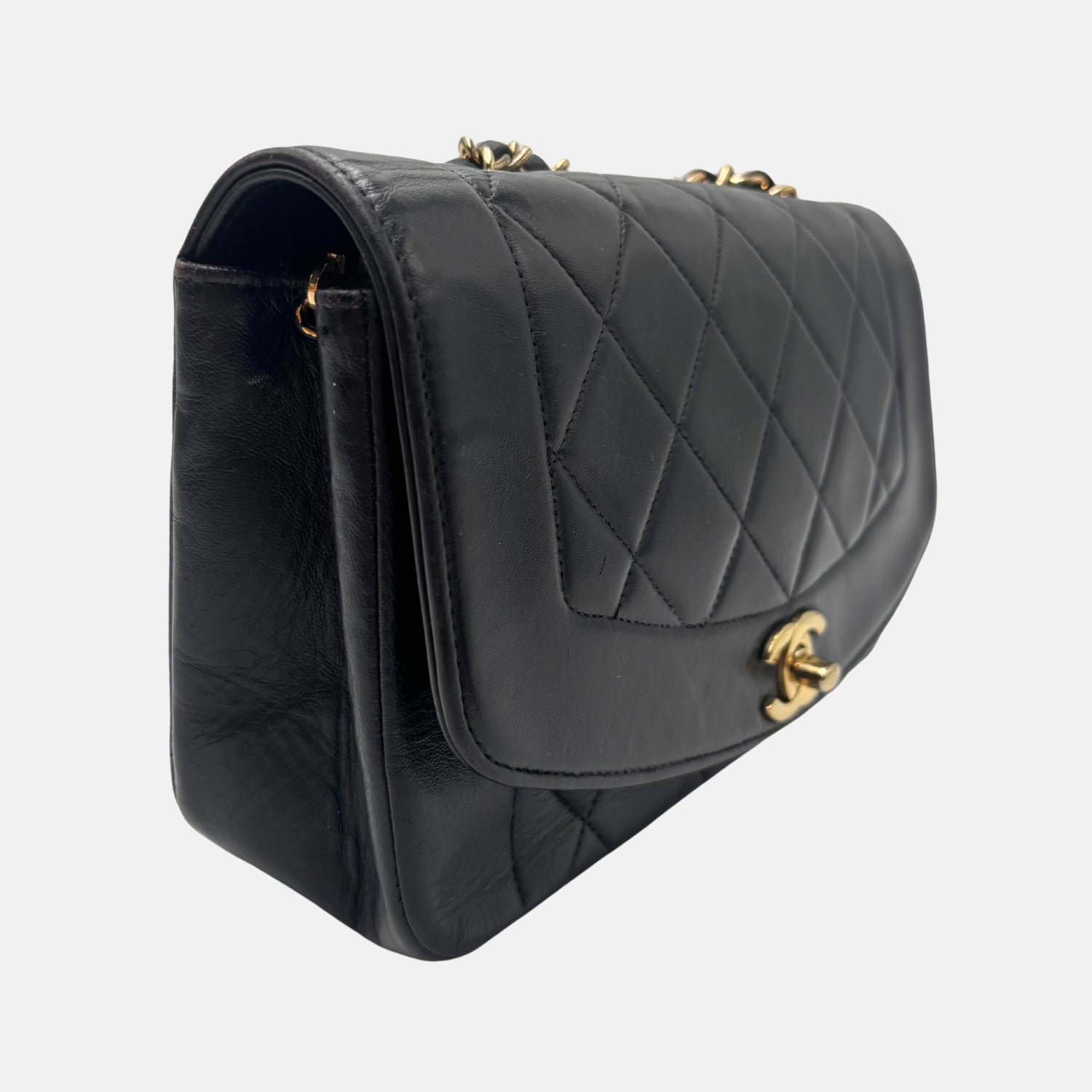 Diana Flap Bag Black Quilted Lambskin