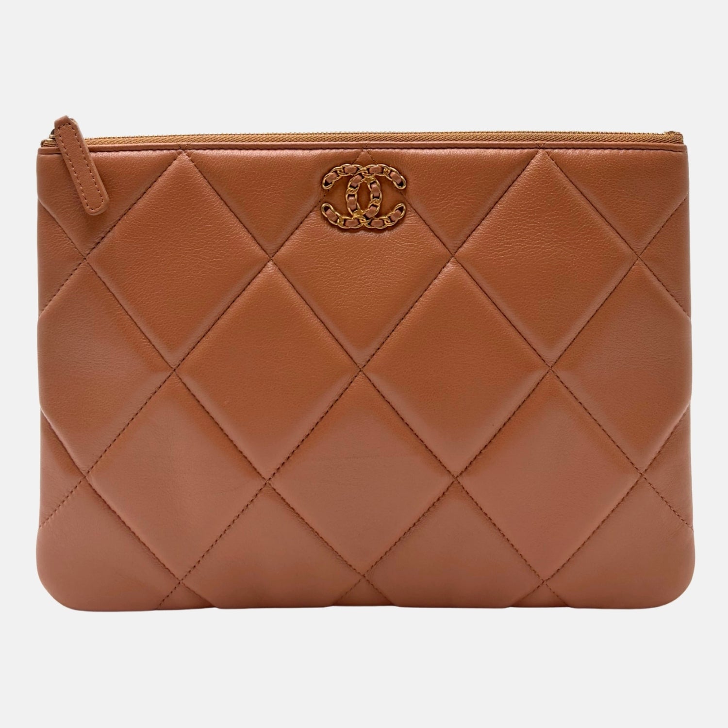 Zip Pouch Quilted Leather