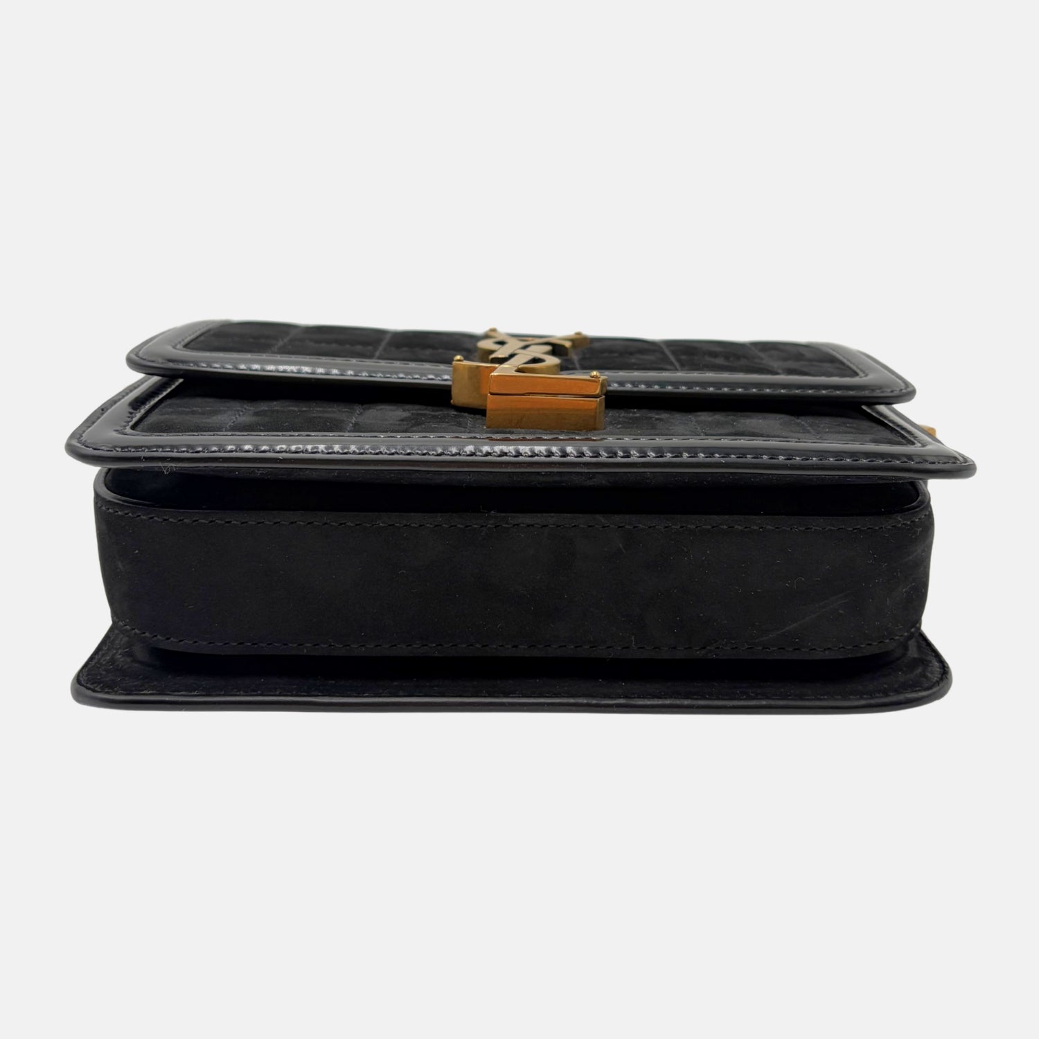 Solferino Bag Black Suede and Patent Leather Mini