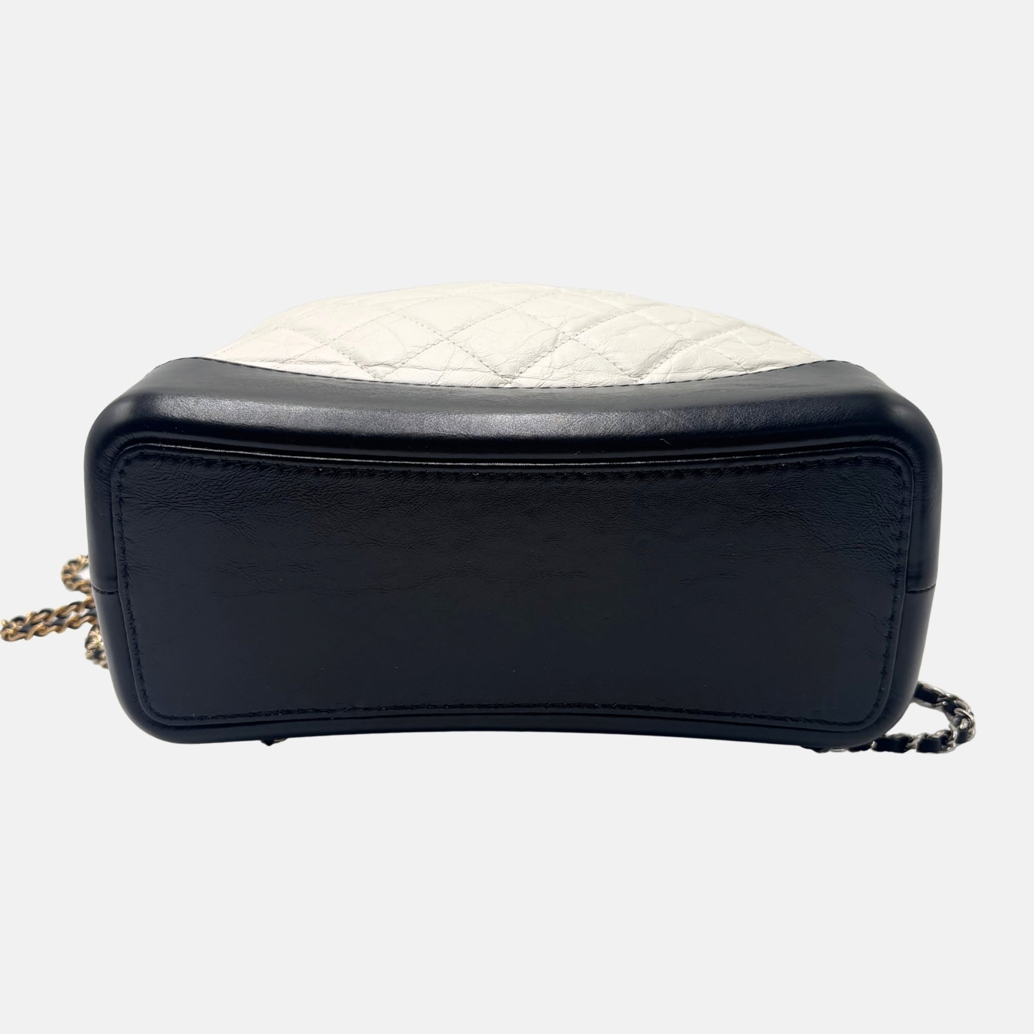 Gabrielle Drawstring Bag White Black Quilted Leather