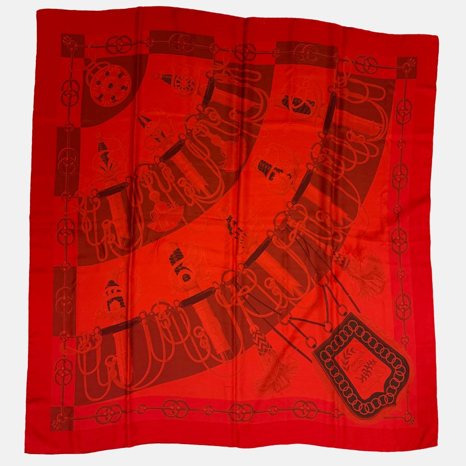 Les Cles Scarf Red Silk 90