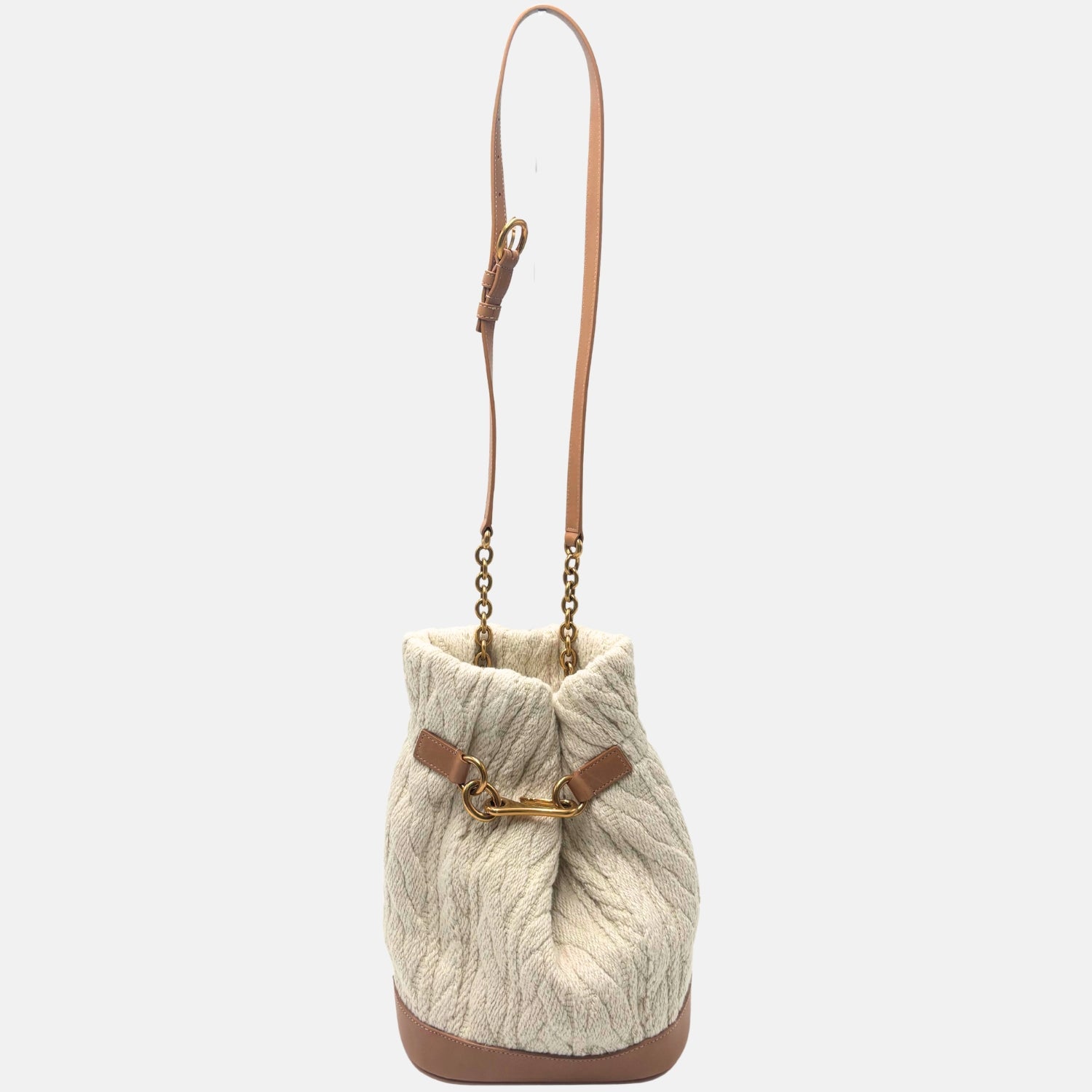Sweater Hobo Bag Cream Knit and Leather