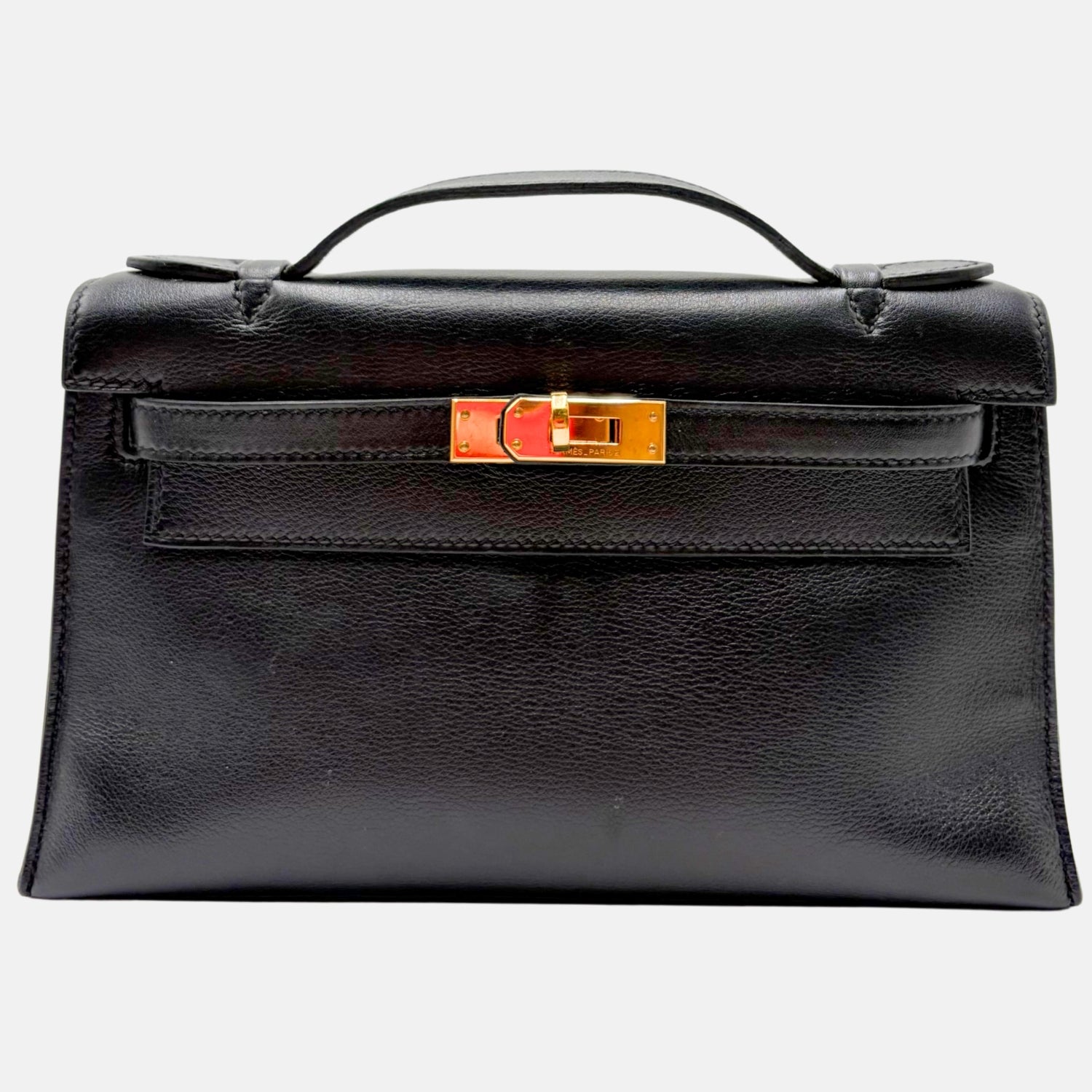 Kelly Pochette Black Swift Leather
