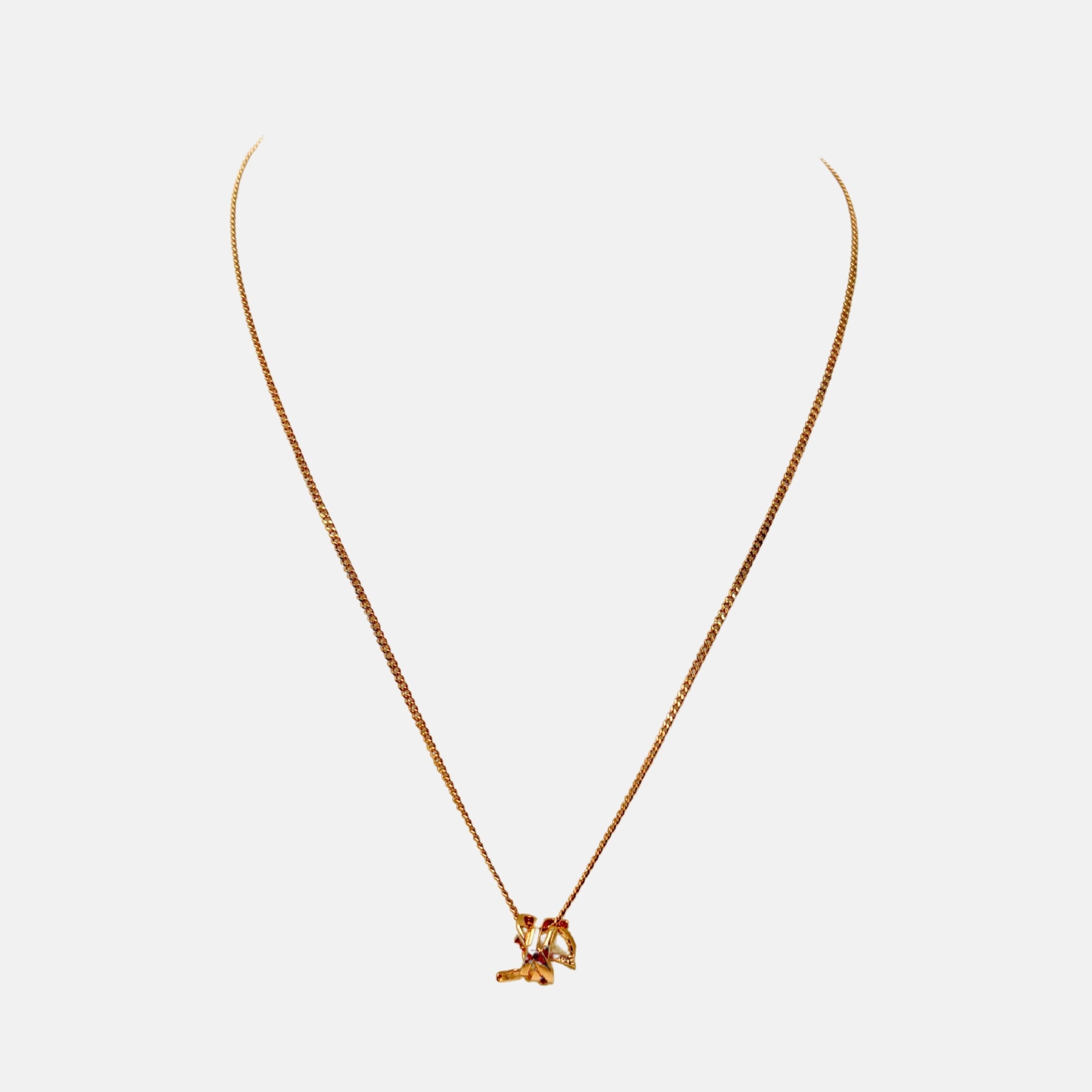 Monogram Gold Tone Pendant Necklace