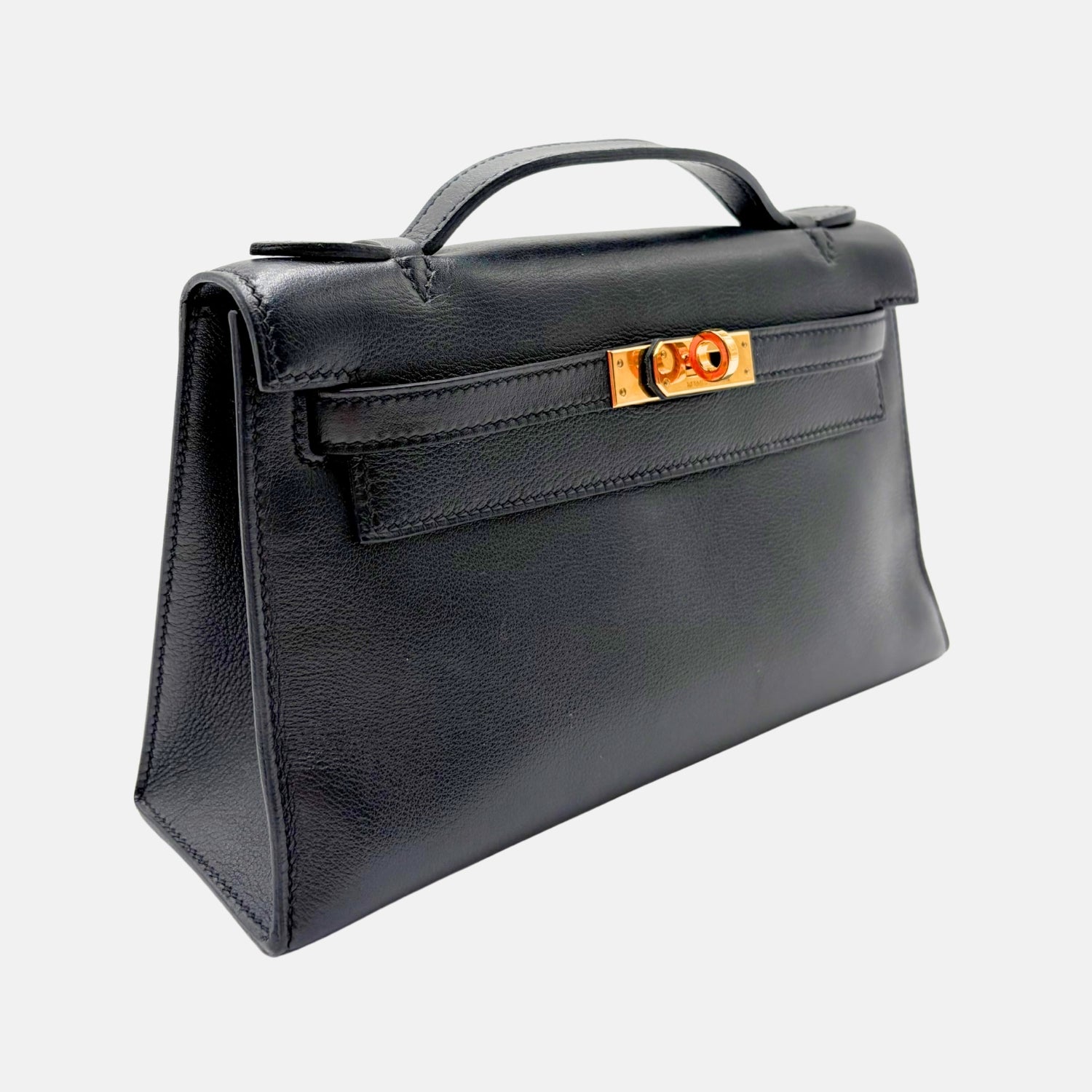 Kelly Pochette Black Swift Leather