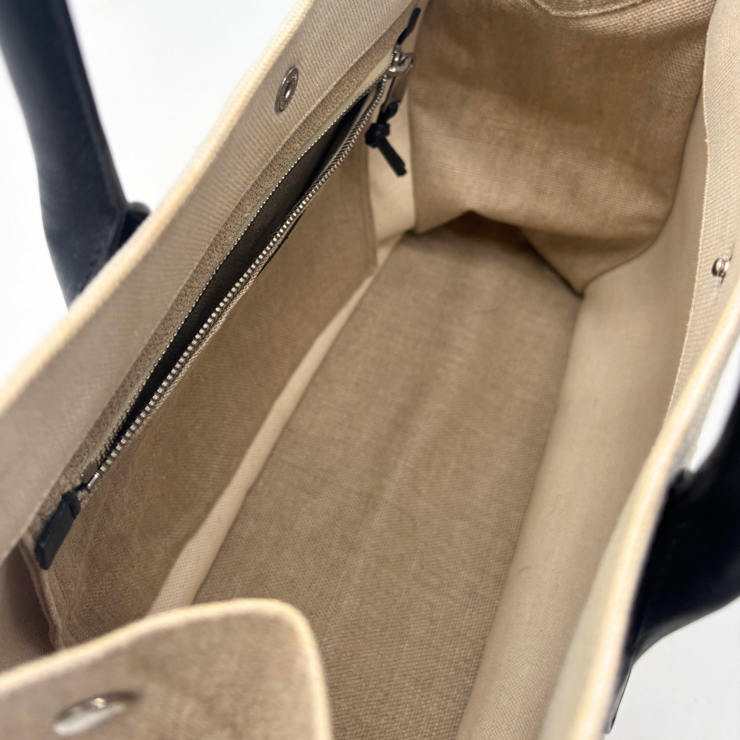 Rive Gauche Tote Bag Beige Canvas and Leather