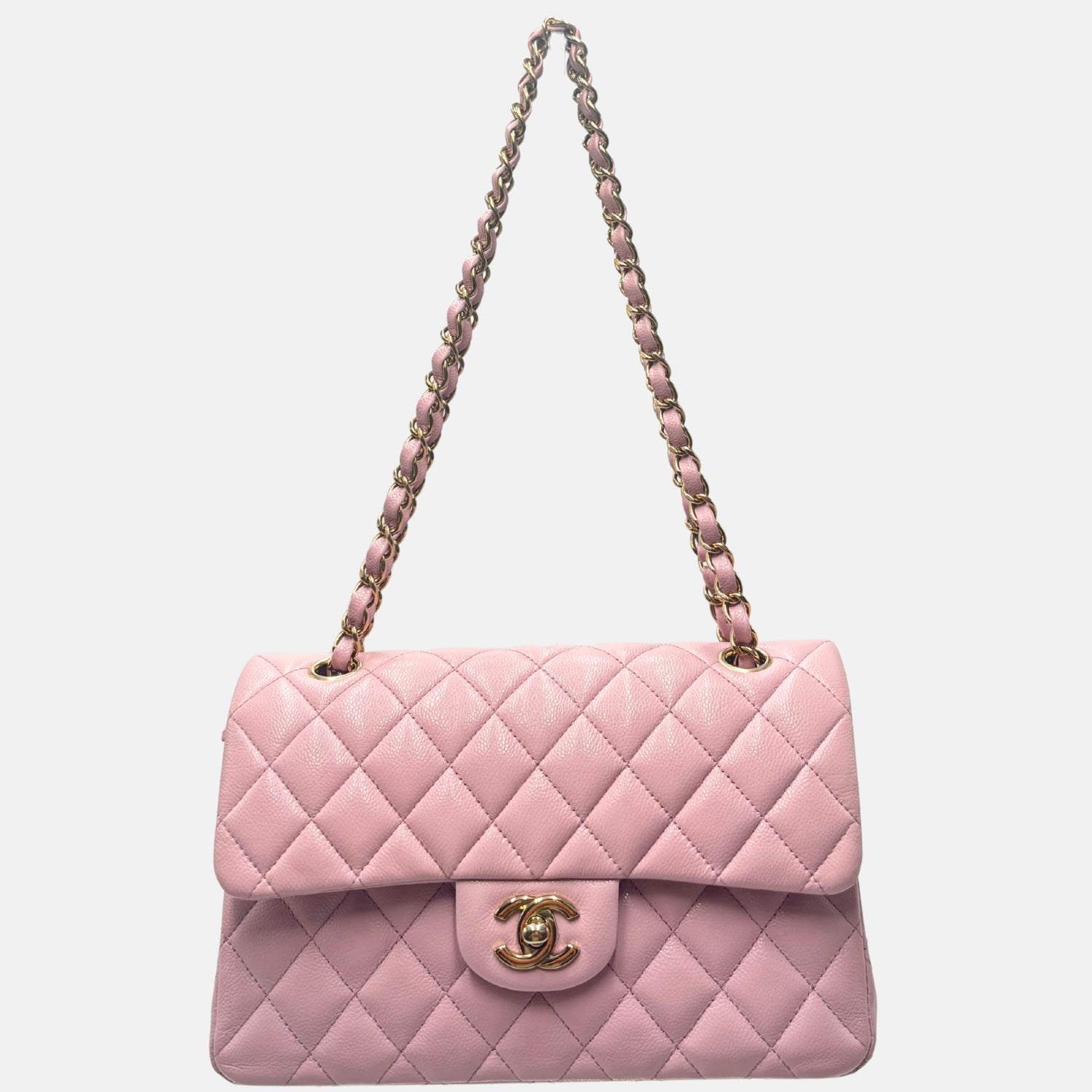 Classic Flap Bag Pink Quilted Leather Medium