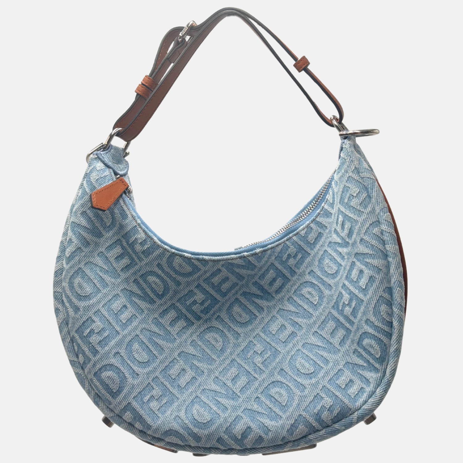 Fendigraphy Hobo Bag Blue Denim