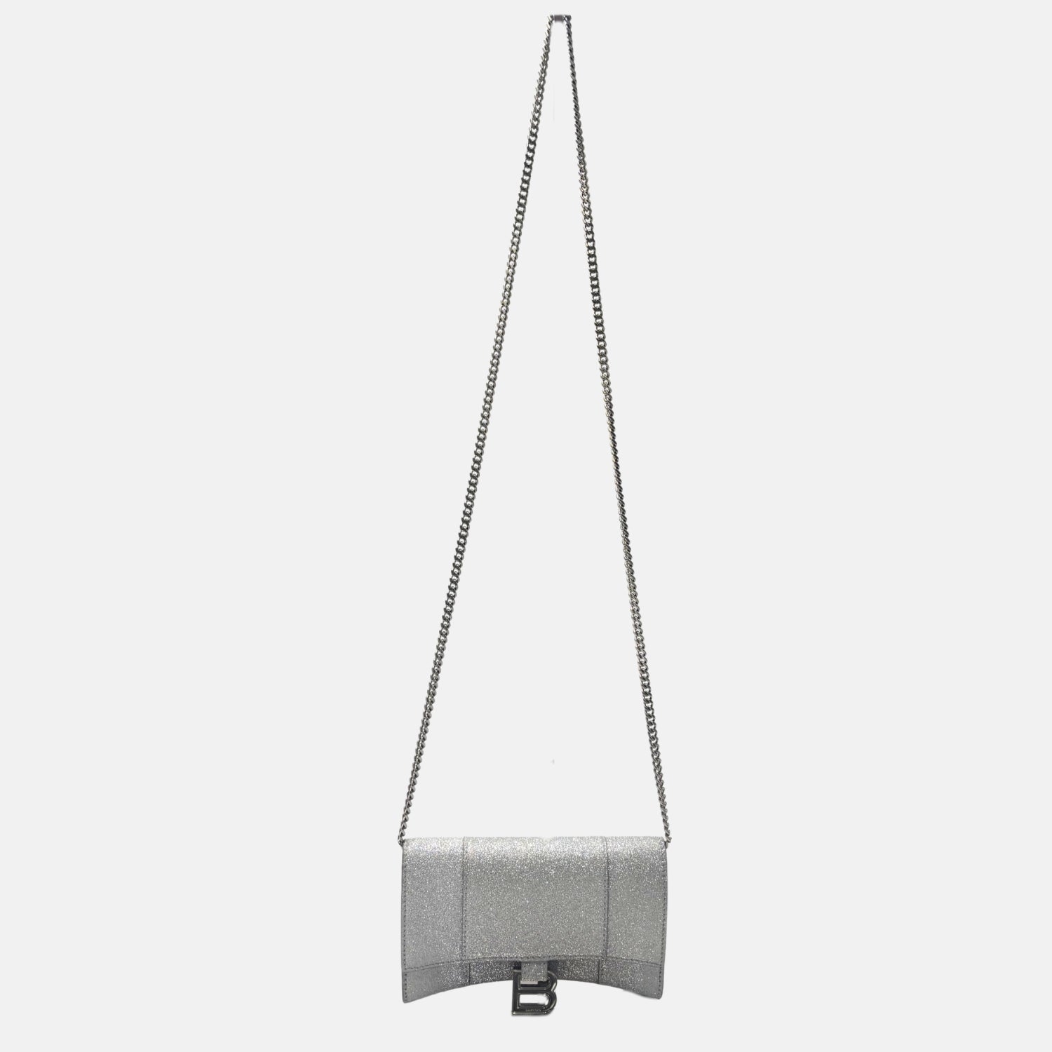 Hourglass Glitter Bag Silver Glitter Leather