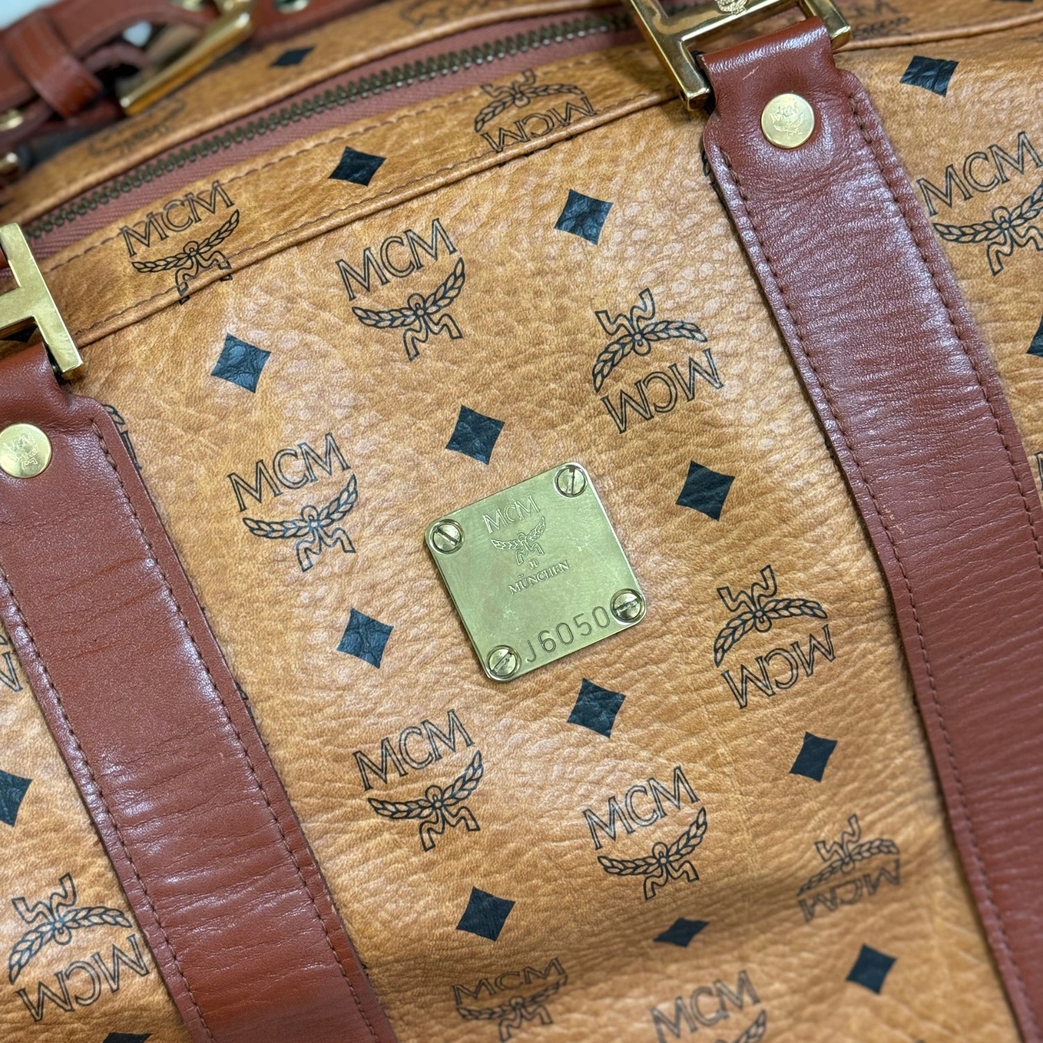 Duffle Bag Cognac Visetos Leather Large