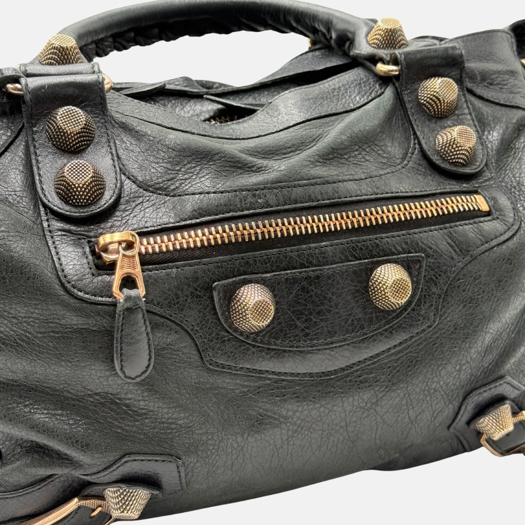 City Bag Black Leather Giant 12