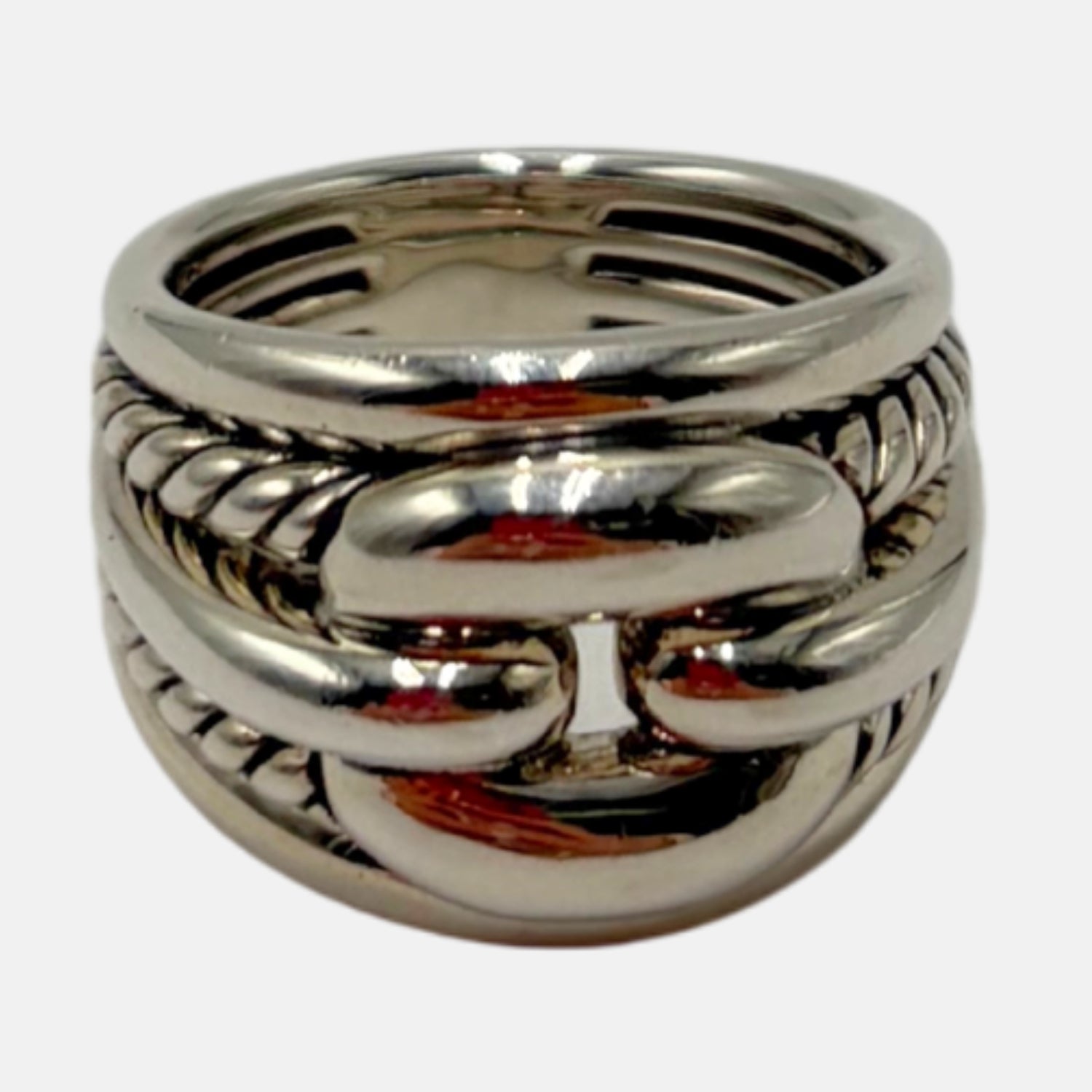 Ring Silver Sculpted Cable