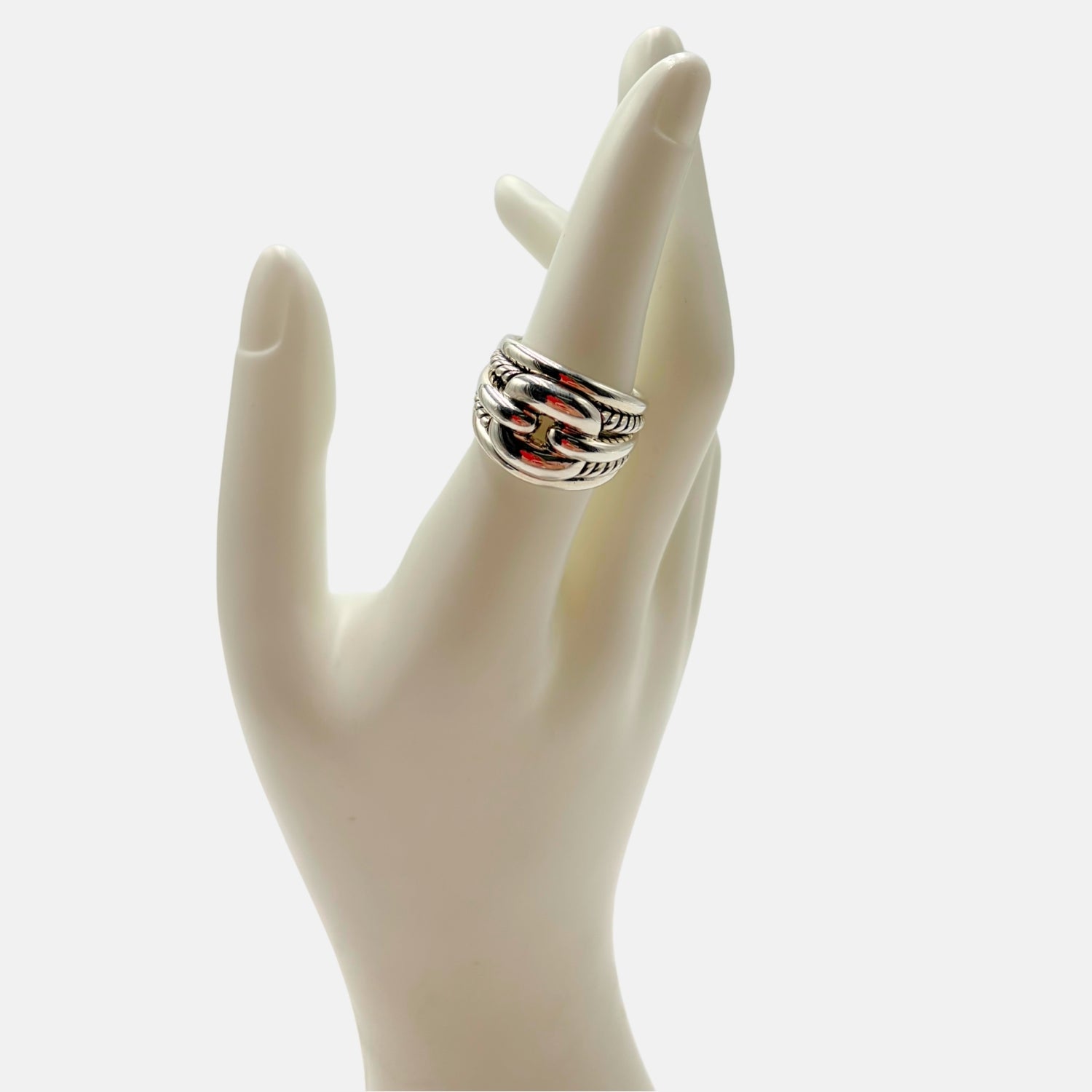 Ring Silver Sculpted Cable