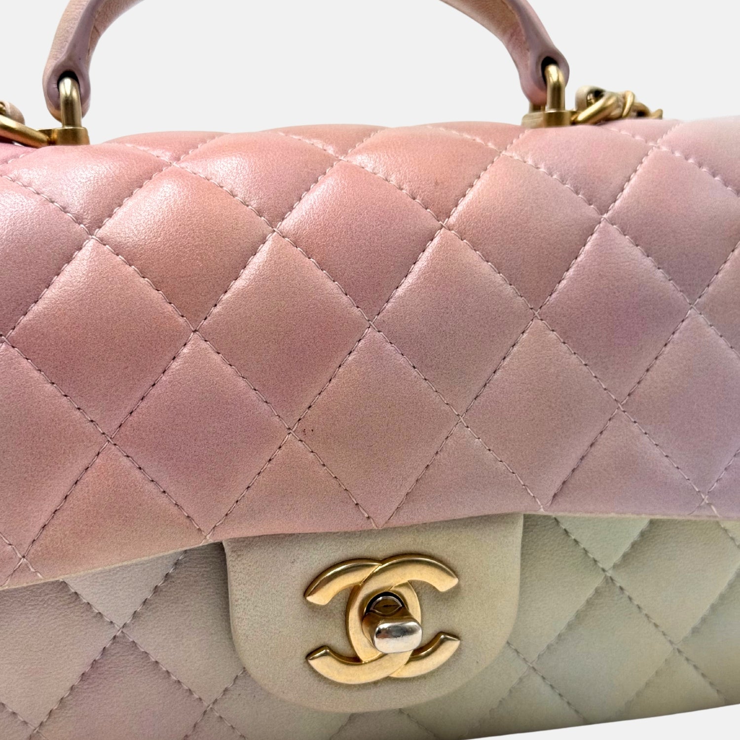 Coco Handle Bag Rainbow Ombre Quilted Lambskin