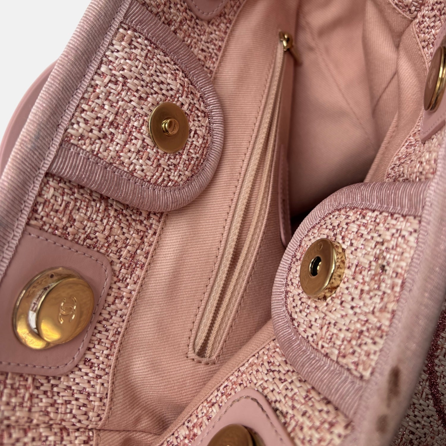 Deauville Tote Pink Canvas Large