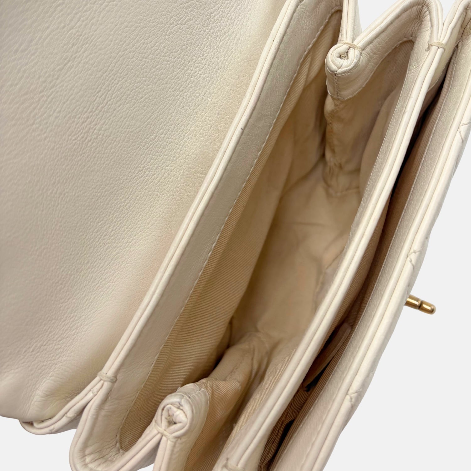 Mini Flap Bag White Quilted Lambskin with Pearl Detail