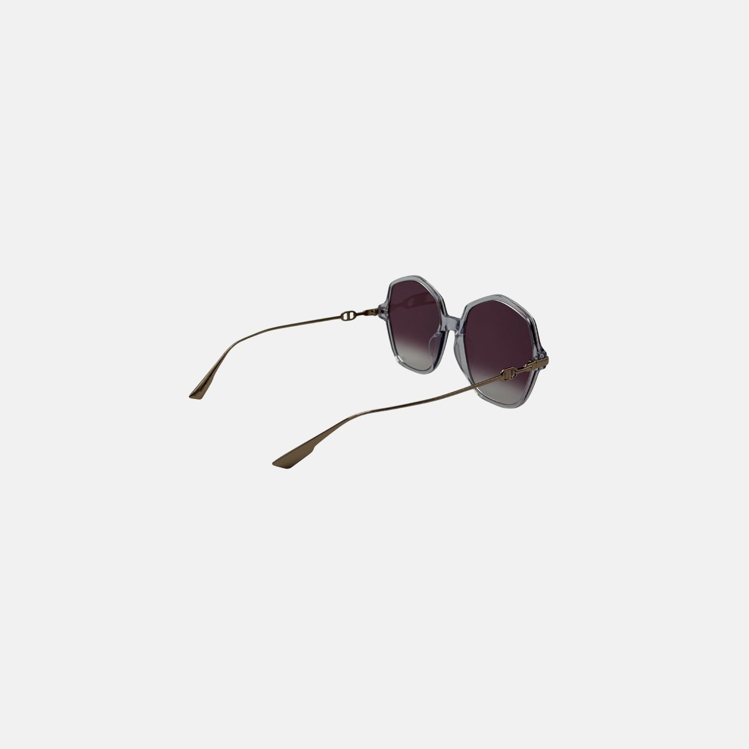 Sunglasses Heptagon Clear Frame Pink Lens